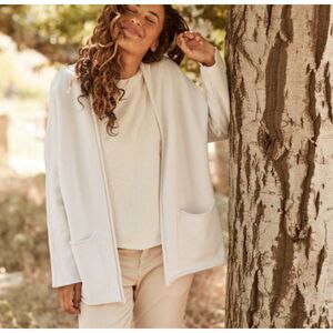 Frank And Eileen Barbara Beach Fleece Cardigan Vintage White Sz Medium